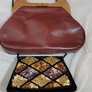 👛LOT OF 2! Vintage Leather Purse + Sequin Event Purse!